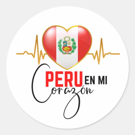 Peru en mi Corazon Peruvian Pride  Ronde Sticker (Voorkant)