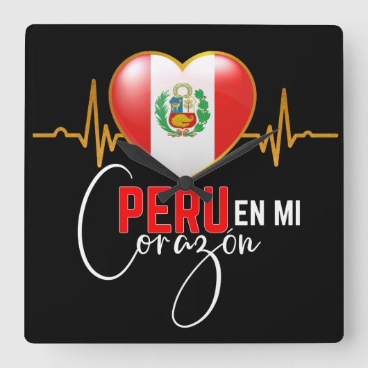 Peru en mi Corazon Peruvian Pride Vierkante Klok (Voorkant)