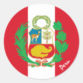 Peru- en Peruviaanse vlaggenpatriotten, vakantie-  Ronde Sticker (Voorkant)