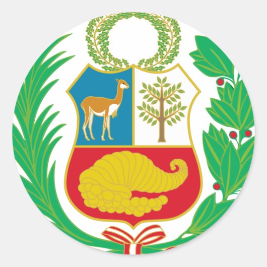 Peru - Escudo Nacional (Nationaal Embleem) Ronde Sticker (Voorkant)