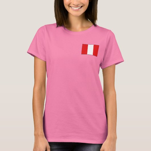 Peru Flag and Map Dk T-Shirt (Voorkant)