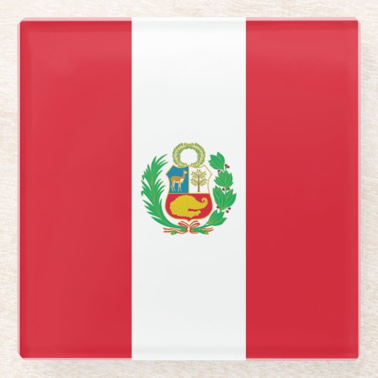 Peru Flag Glazen Onderzetter (Voorkant)