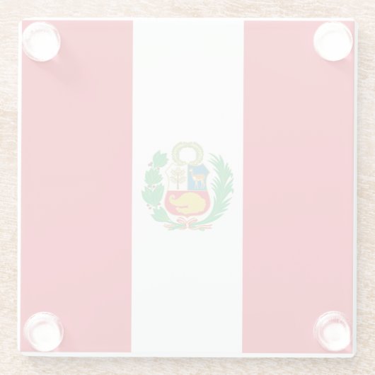 Peru Flag Glazen Onderzetter (Achterkant)