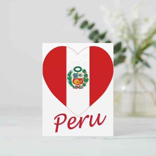 Peru Flag Heart Briefkaart (Staand voorkant)