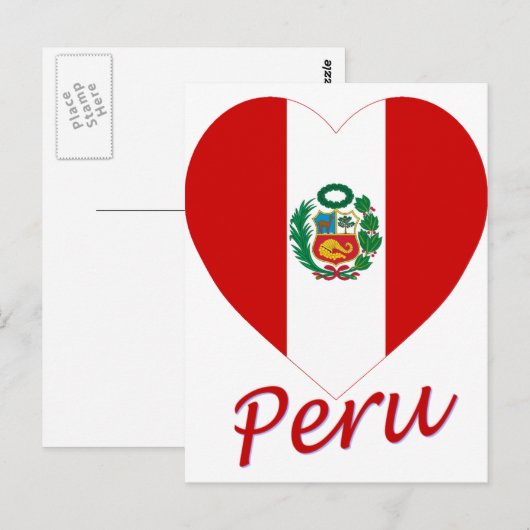 Peru Flag Heart Briefkaart (Voorkant / Achterkant)
