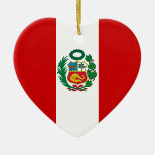 Peru Flag Heart Keramisch Ornament