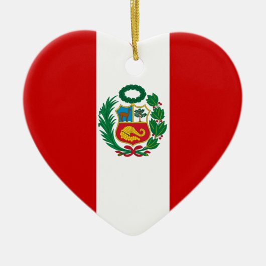 Peru Flag Heart Keramisch Ornament (Voorkant)