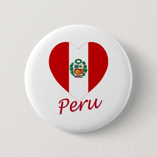 Peru Flag Heart Ronde Button 5,7 Cm (Voorkant)
