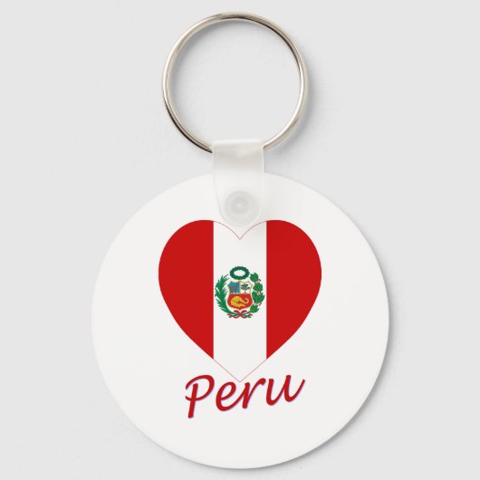 Peru Flag Heart Sleutelhanger (Voorkant)