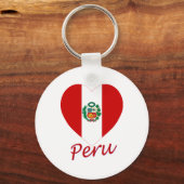 Peru Flag Heart Sleutelhanger (Voorkant)