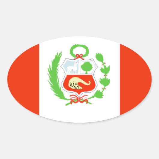 Peru Flag Ovale Sticker (Voorkant)
