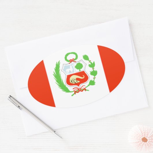 Peru Flag Ovale Sticker (Envelop)