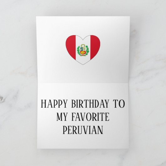 Peru Flag Patriotic Birthday Kaart (Binnen)