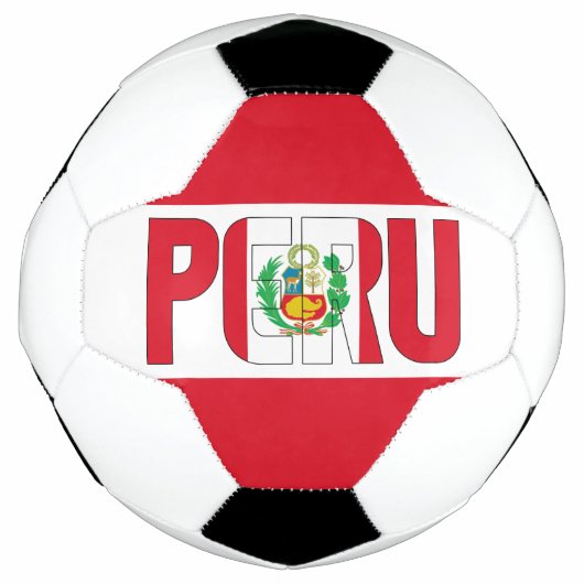 Peru Flag Red White Coat of Arms Patriotic  Voetbal (Voorkant)