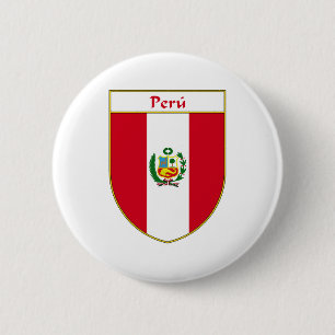 Peru Flag Shield Ronde Button 5,7 Cm