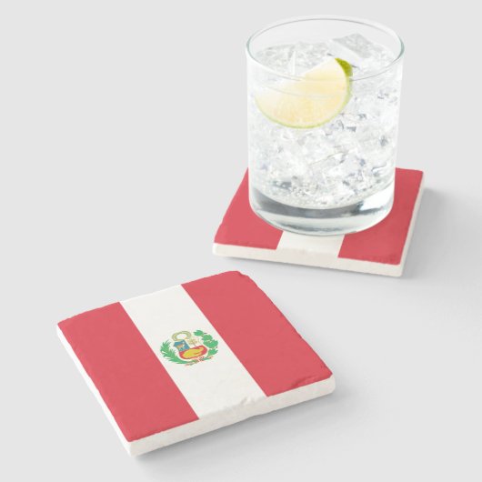 Peru Flag Stenen Onderzetter (Zijkant)