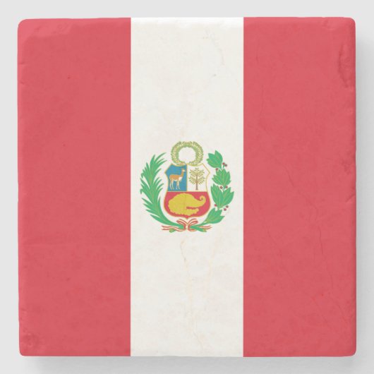 Peru Flag Stenen Onderzetter (Voorkant)