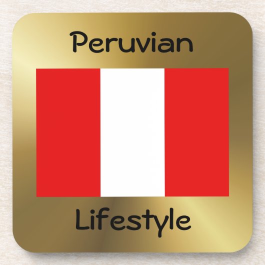 Peru Flag+Text Onderzetter (Voorkant)