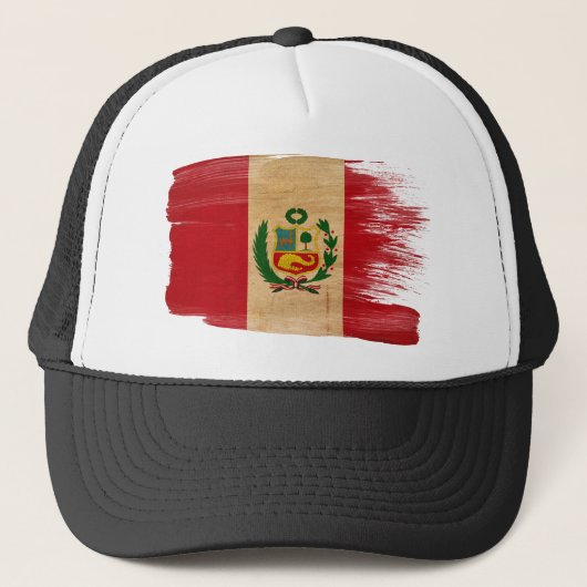 Peru Flag Trucker Hat Trucker Pet (Voorkant)