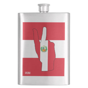 Peru Flag Victory Sign Patriotic Flacon