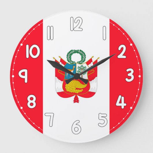 Peru Flag Wall Clock – Patriotic home Decor Grote Klok (Voorkant)