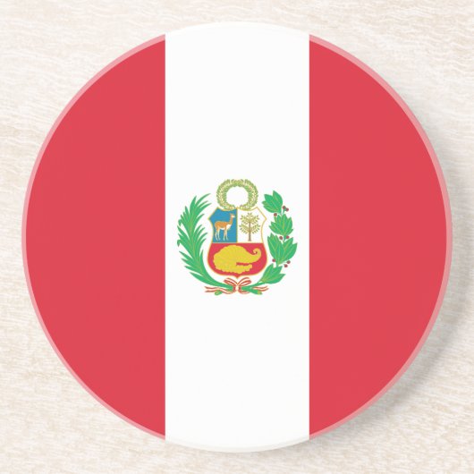 Peru Flag Zandsteen Onderzetter (Voorkant)