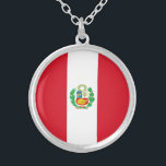 Peru Flag Zilver Vergulden Ketting<br><div class="desc">Patriottische vlag van Peru.</div>