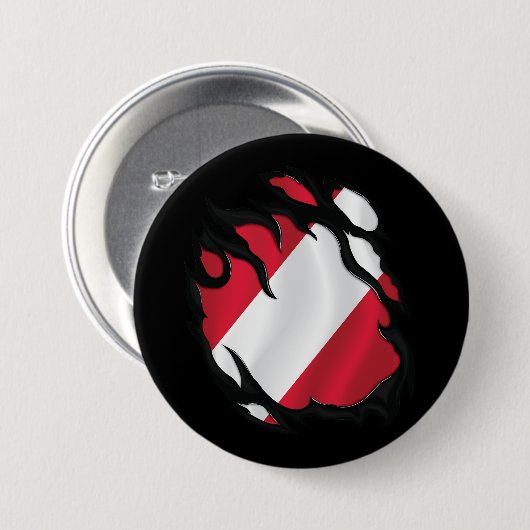 Peru geripte vlag ronde button 7,6 cm (Voorkant /achterkant)