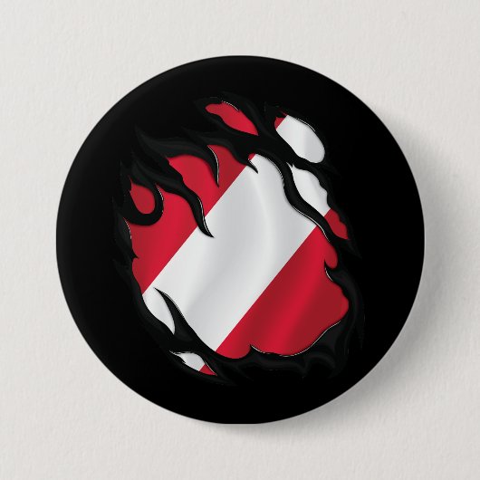 Peru geripte vlag ronde button 7,6 cm (Voorkant)