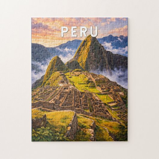 Peru Illustratie Reis Kunst Vintage Legpuzzel (Verticaal)