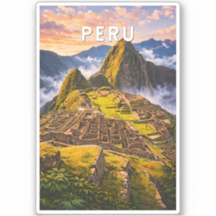 Peru Illustratie Reis Kunst Vintage Sticker