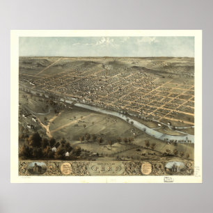 Peru Indiana 1868 Antiek Panorama Poster