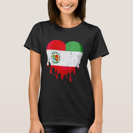 Peru Italy Flag Heart Citizen Drinking Grown Patri T-shirt (Voorkant)