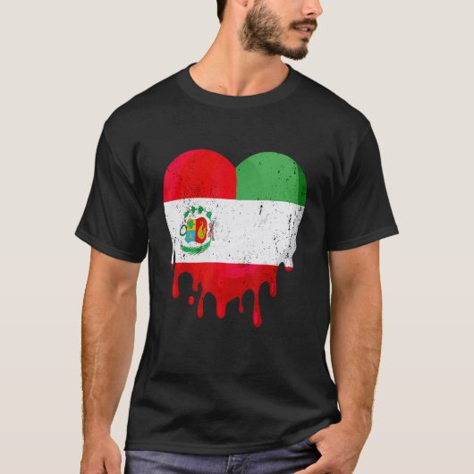 Peru Italy Flag Heart Citizen Drinking Grown Patri T-shirt (Voorkant)