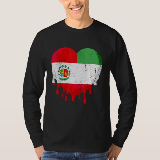 Peru Italy Flag Heart Citizen Drinking Grown Patri T-shirt (Voorkant)
