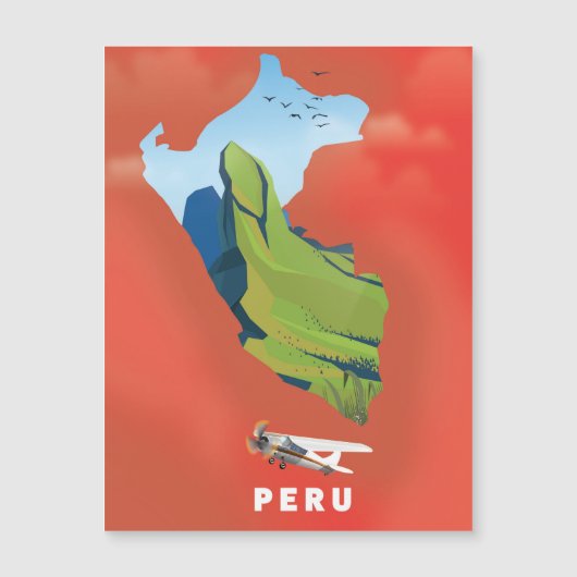 Peru kaart geïllustreerde reisposter (Voorkant)