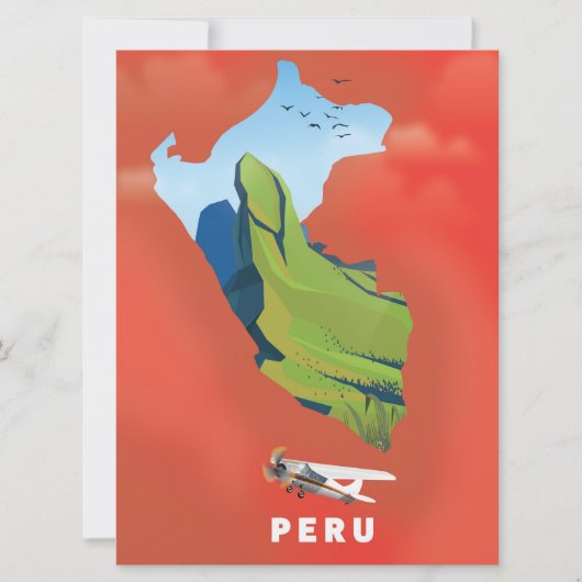 Peru kaart geïllustreerde reisposter (Voorkant)