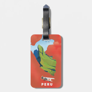 Peru-kaart geïllustreerde reisposter bagagelabel