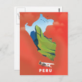 Peru-kaart geïllustreerde reisposter briefkaart (Voorkant / Achterkant)