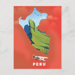 Peru-kaart geïllustreerde reisposter briefkaart