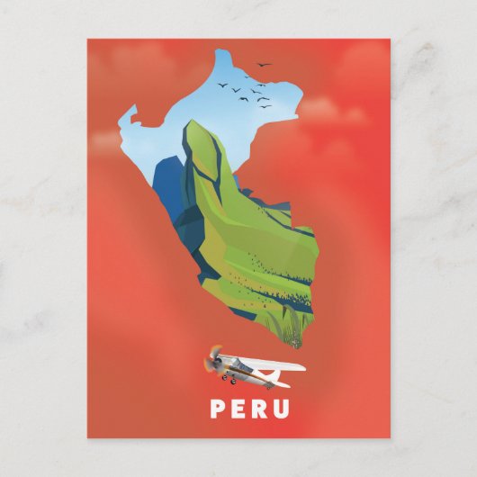 Peru-kaart geïllustreerde reisposter briefkaart (Voorkant)