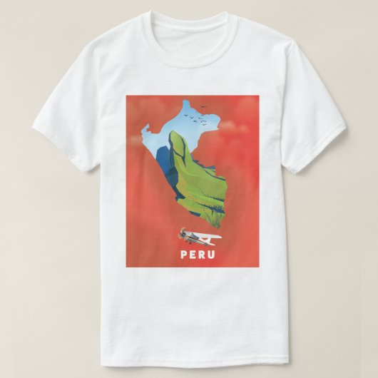Peru kaart geïllustreerde reisposter t-shirt (Design voorkant)