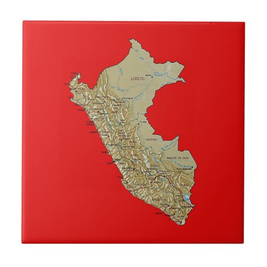 Peru kaart tegel tegeltje (Voorkant)
