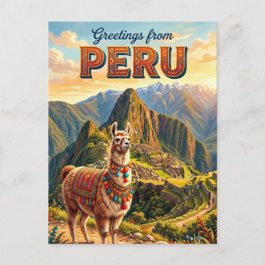 Peru Lama Briefkaart (Voorkant)