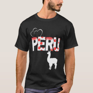 Peru Lama Trots Ontwerp Rood en Wit Andes-feest T-shirt