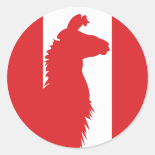 Peru Llama Alpaca Peruaanse nationale dierenvlag Ronde Sticker