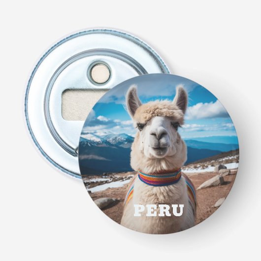 Peru Llama Button Flesopener (Voorkant)