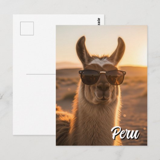 Peru Llama in zonnebril Briefkaart (Voorkant / Achterkant)