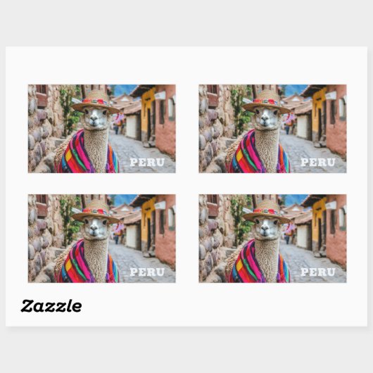 Peru Llama Rechthoekige Sticker (Vel)