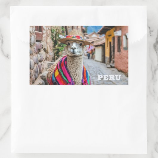 Peru Llama Rechthoekige Sticker (Tas)